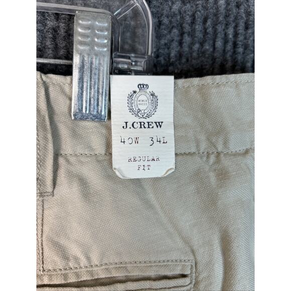 J Crew Mens Linen Blend Wide Leg Pants Size 40 Tan Mid Rise Preppy Resort Travel - Picture 3 of 13